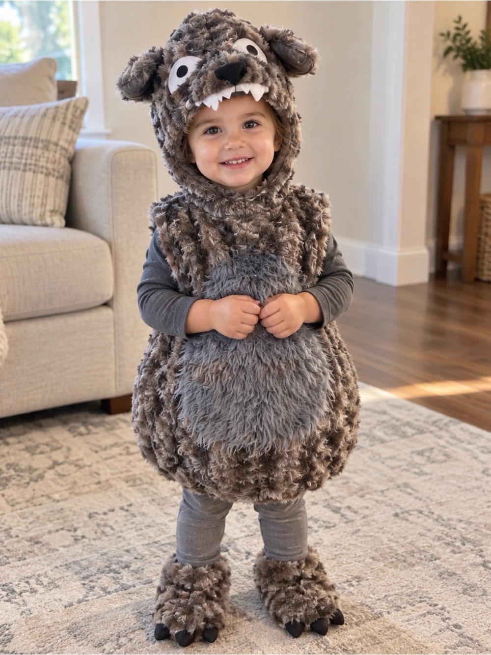 Spirit Halloween Wolf Costume with Hood and Paw Boot Covers